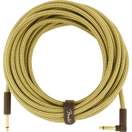 FENDER Deluxe Series Instrument Cable, Straight/Angle, 25', Tweed