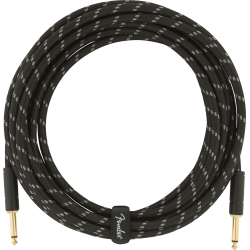 FENDER Deluxe Series Instrument Cable, Straight/Straight, 18.6', Black Tweed