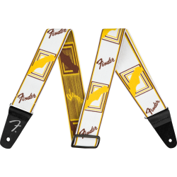 FENDER Weighless™ 2" Monogrammed Strap, White/Brown/Yellow