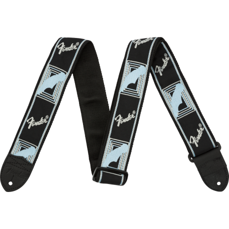 FENDER Fender® 2" Monogrammed Strap, Black/Light Grey/Blue