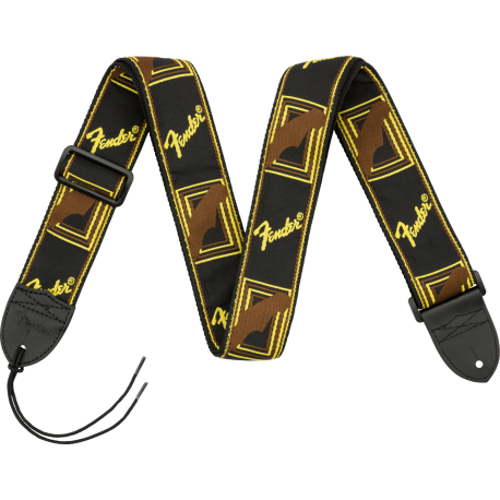 FENDER Fender® 2" Monogrammed Strap, Black/Yellow/Brown