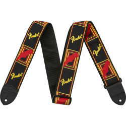 FENDER Fender® 2" Monogrammed Strap, Black/Yellow/Red