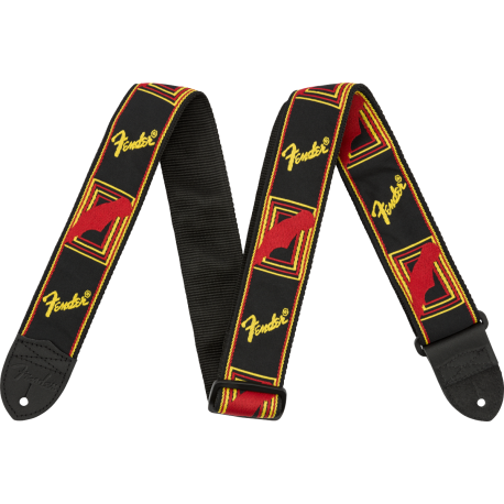 FENDER Fender® 2" Monogrammed Strap, Black/Yellow/Red