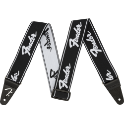 FENDER WeighLess™ 2" Running Logo Strap, Black/White