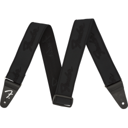 FENDER WeighLess™ 2" Running Logo Strap, Black/Black