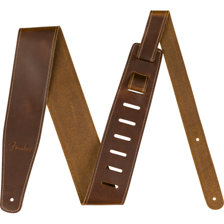 FENDER Broken-In Leather Strap, Tan 2.5"