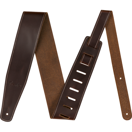 FENDER Broken-In Leather Strap, Brown 2.5"