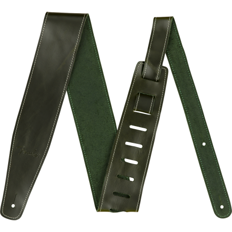 FENDER Broken-In Leather Strap, Green 2.5"