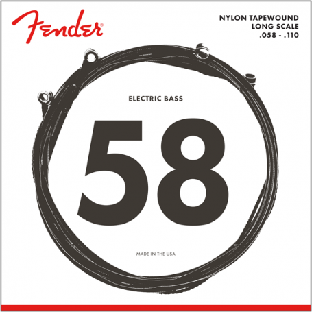 FENDER 9120 Bass Strings, Nylon Tapewound, .058-.110 Gauge, (4)