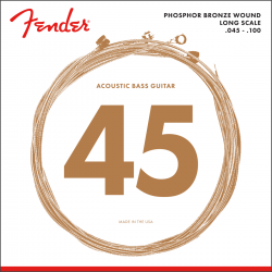 FENDER 8060 Acoustic Bass Strings, Phosphor Bronze, Long Scale, .45-.100 Gauges, (4)