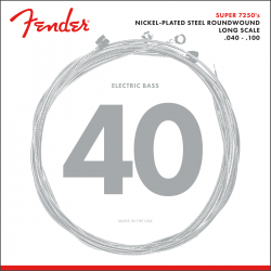FENDER 7250 Bass Strings, Nickel Plated Steel, Long Scale, 7250L .040-.100 Gauges, (4)