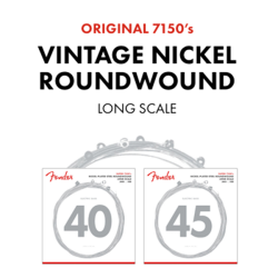 FENDER Original 7150 Bass Strings, Pure Nickel, Roundwound, Long Scale, 7150ML .045-.100 Gauges, (4)