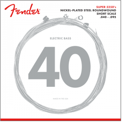 FENDER Super 5250 Bass Strings, Nickel-Plated Steel Roundwound, Short Scale, 5250XL .040-.095 Gauges, (4)