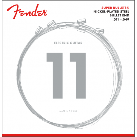 FENDER Super Bullet® Strings, Nickel Plated Steel, Bullet End, 3250M Gauges .011-.049, (6)