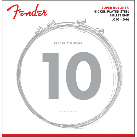 FENDER Super Bullet® Strings, Nickel Plated Steel, Bullet End, 3250R Gauges .010-.046, (6)