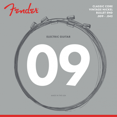 FENDER Classic Core Electric Guitar Strings, 3155L, Vintage Nickel, Bullet Ends (.009-.042)