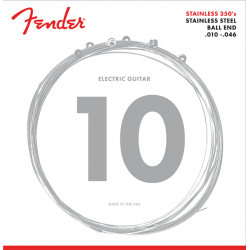 FENDER Stainless 350's Guitar Strings, Stainless Steel, Ball End, 350R Gauges .010-.046, (6)