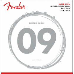FENDER Super 250 Guitar Strings, Nickel Plated Steel, Ball End, 250LR Gauges .009-.046, (6)