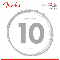 FENDER Super 250 Guitar Strings, Nickel Plated Steel, Ball End, 250R Gauges .010-.046, (6)