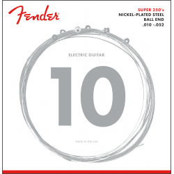 FENDER Super 250 Guitar Strings, Nickel Plated Steel, Ball End, 250RH Gauges .010-.052, (6)