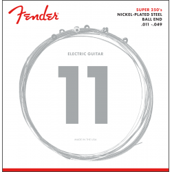FENDER Super 250 Guitar Strings, Nickel Plated Steel, Ball End, 250M Gauges .011-.049, (6)