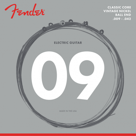 FENDER Classic Core Electric Guitar Strings, 155L, Vintage Nickel, Ball Ends (.009-.042)