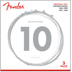 FENDER Original 150 Guitar Strings, Pure Nickel Wound, Ball End, 150L .010-.046 Gauges, 3-Pack
