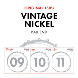 FENDER Original 150 Guitar Strings, Pure Nickel Wound, Ball End, 150L .009-.042 Gauges, (6)