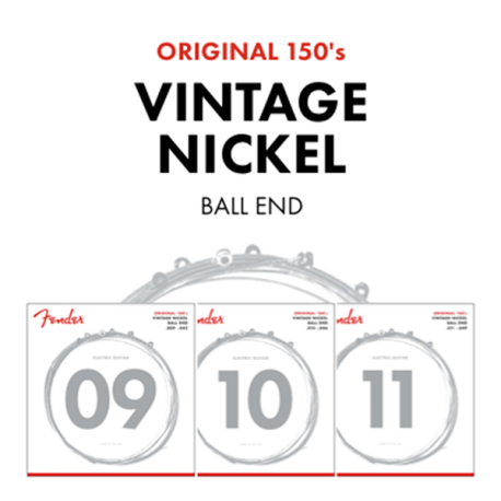 FENDER Original 150 Guitar Strings, Pure Nickel Wound, Ball End, 150L .009-.042 Gauges, (6)