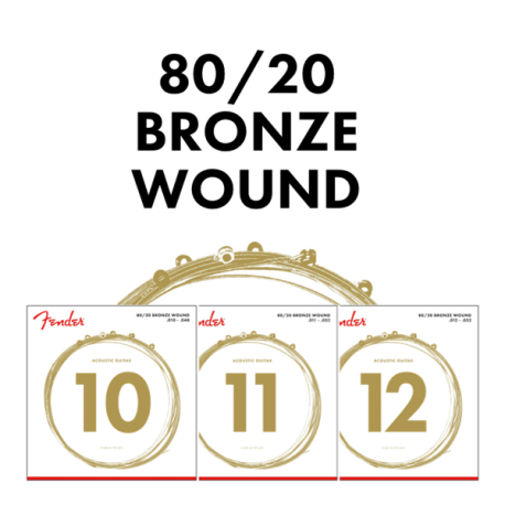 FENDER 80/20 Bronze Acoustic Strings, Ball End, 70XL .010-.048 Gauges, (6)