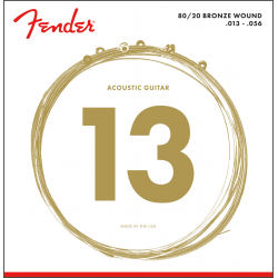 FENDER 80/20 Bronze Acoustic Strings, Ball End, 70M .013-.056 Gauges, (6)
