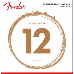 FENDER Phosphor Bronze Acoustic Guitar Strings, Ball End, 60L .012-.053 Gauges, (6)