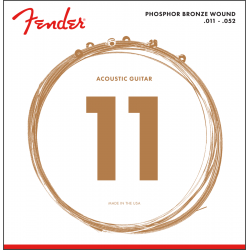 FENDER Phosphor Bronze Acoustic Guitar Strings, Ball End, 60CL .011-.052 Gauges, (6)