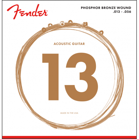FENDER Phosphor Bronze Acoustic Guitar Strings, Ball End, 60M .013-.056 Gauges, (6)