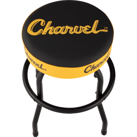 CHARVEL Charvel® Toothpaste Logo Barstool, Black and Yellow, 24"