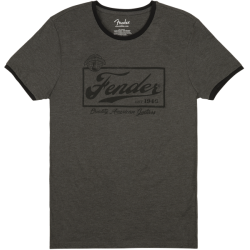 FENDER Fender® Beer Label Men's Ringer Tee, Gray/Black, XXL