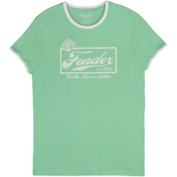 FENDER Fender® Beer Label Men's Ringer Tee, Sea Foam Green/White, XXL