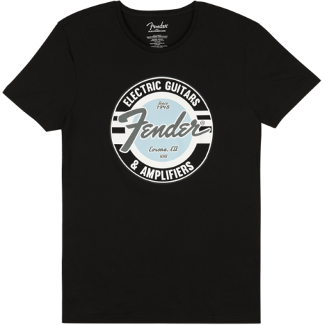 FENDER Fender® Guitar and Amp Logo Men's Tee, Black/Daphne Blue, Medium