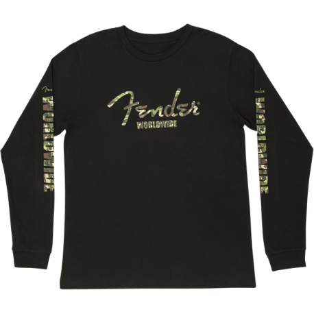 FENDER Camo Logo L/S T-Shirt, Blk M