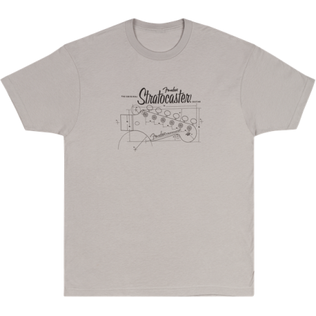 FENDER Strat® Blueprint T-Shirt, Silver, XXL