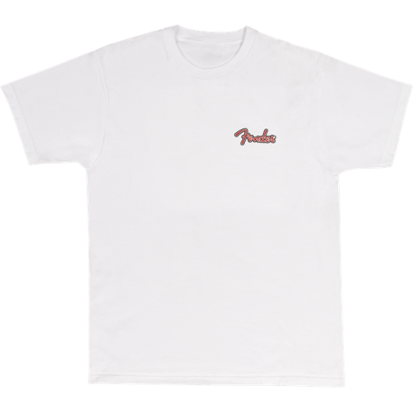 FENDER Spaghetti Logo Globe T-Shirt, Wht XXL