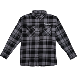 FENDER Fender® Men's Flannel Shirt, Black and Gray, S