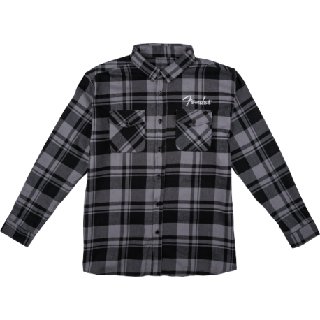 FENDER Fender® Men's Flannel Shirt, Black and Gray, S