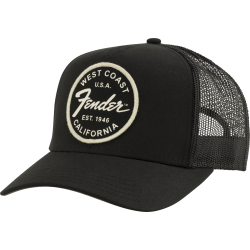FENDER Fender® West Coast Trucker Hat, Black, One Size Fits Most
