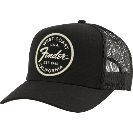 FENDER Fender® West Coast Trucker Hat, Black, One Size Fits Most