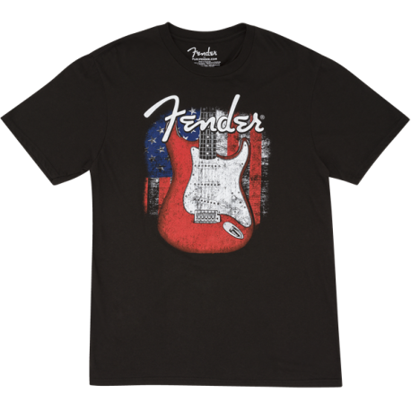FENDER Fender® Red Strat® Flag T-Shirt, Black, S