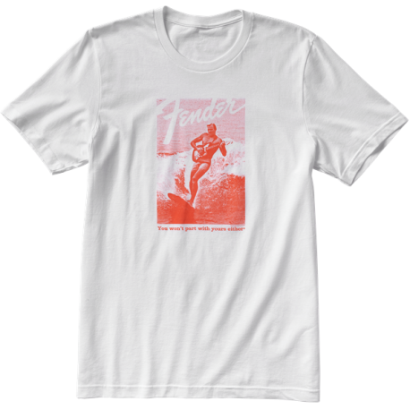 FENDER Fender® Jaguar® Surf T-Shirt, White and Red, S