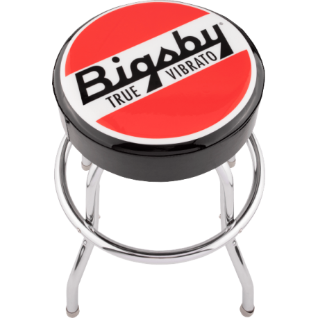BIGSBY Bigsby® Round Logo Barstool, Black, Red and White, 24"