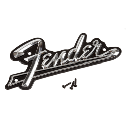 FENDER Fender® Black Panel Amplifier Logo, Silver/Black