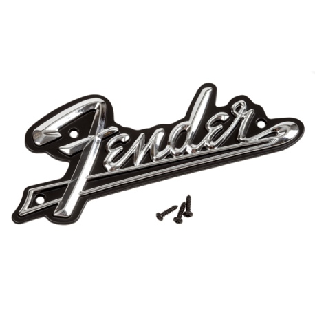 FENDER Fender® Black Panel Amplifier Logo, Silver/Black